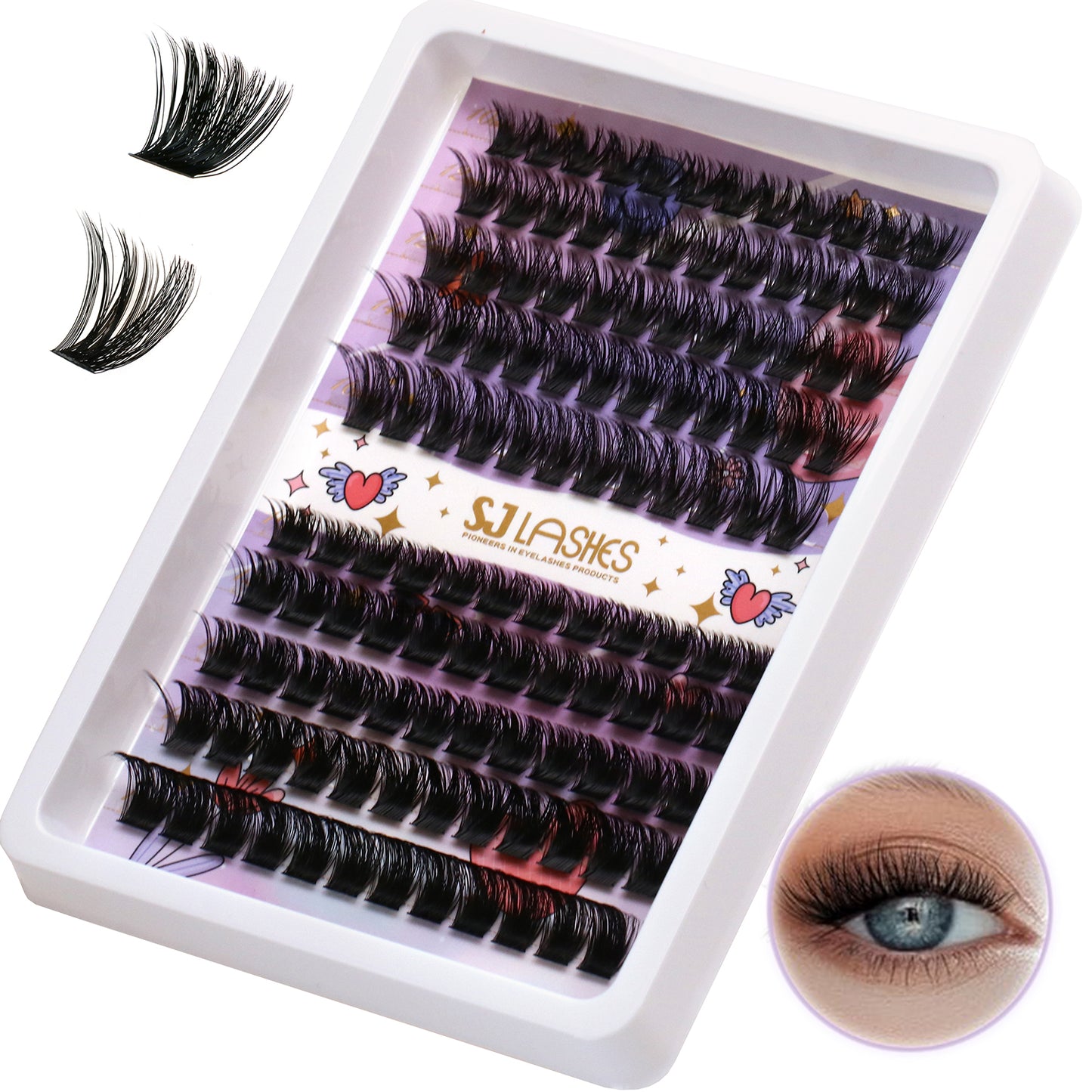 SJLASHES DIY Cluster Lash Extension Kit Mixed Voluminous Styles with Bond and Seal and Precision Tweezer