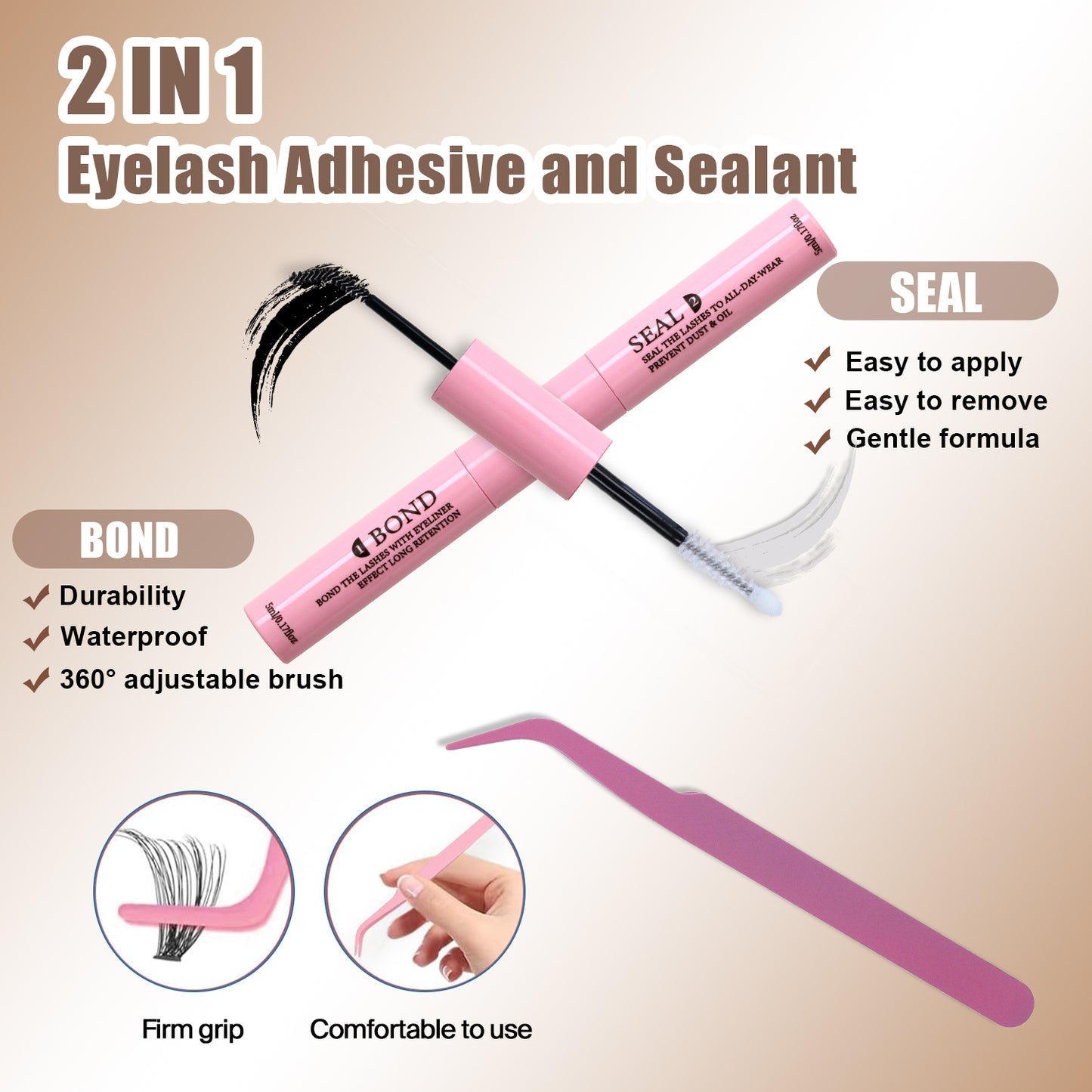 SJLASHES Professional DIY Eyelash Extension Kit 100D and 200D Clusters with Dual Ended Bond and Seal