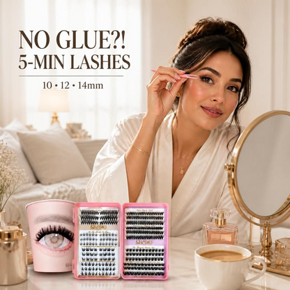 SJLASHES Self Adhesive Cluster Lash Book Pre Glued DIY Lash Extensions 2 Styles No Glue Needed