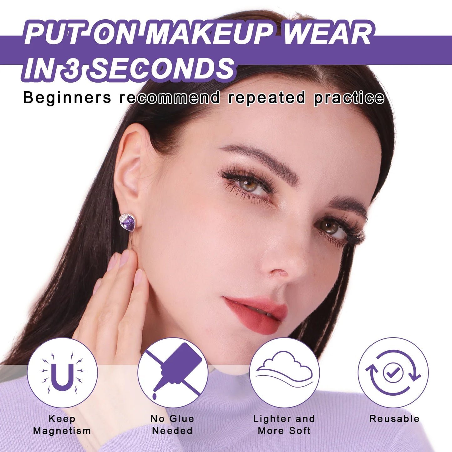 Single-Pair Magnetic Lashes Kit #Natural Wispy Magnetic Sandwich Lashes (Factory Direct)