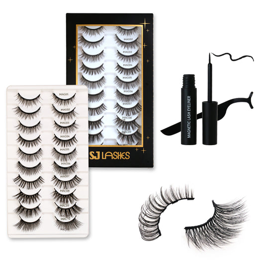 The Ultimate Glam 10-Pack Magnetic Lash Collection (All Occasion) – Luxury Pro Black Edition