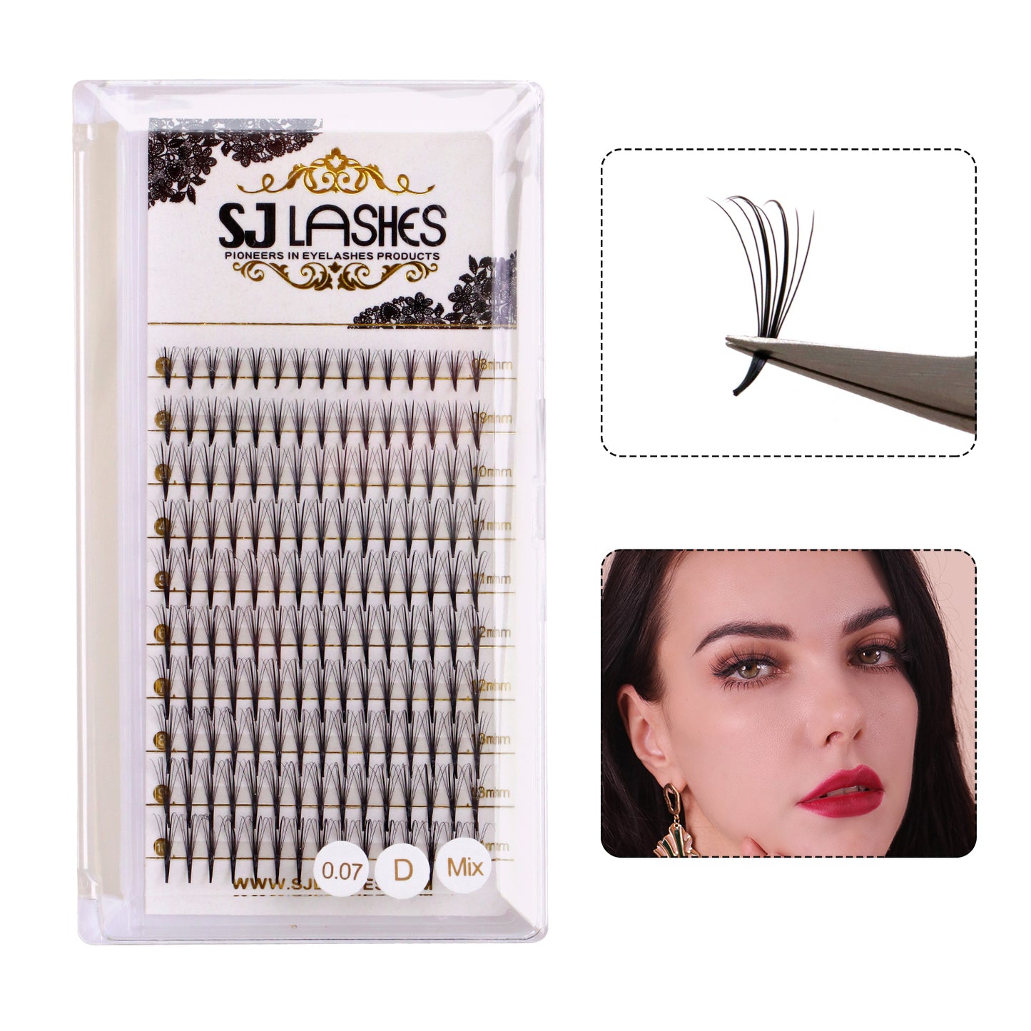 Premium Spiky Premade Volume Lash Fans Wispy Eyelash Extensions 3D 5D 7D 9D Mixed Lengths D Curl 0.07mm Ultra Lightweight Pro Silk Lashes