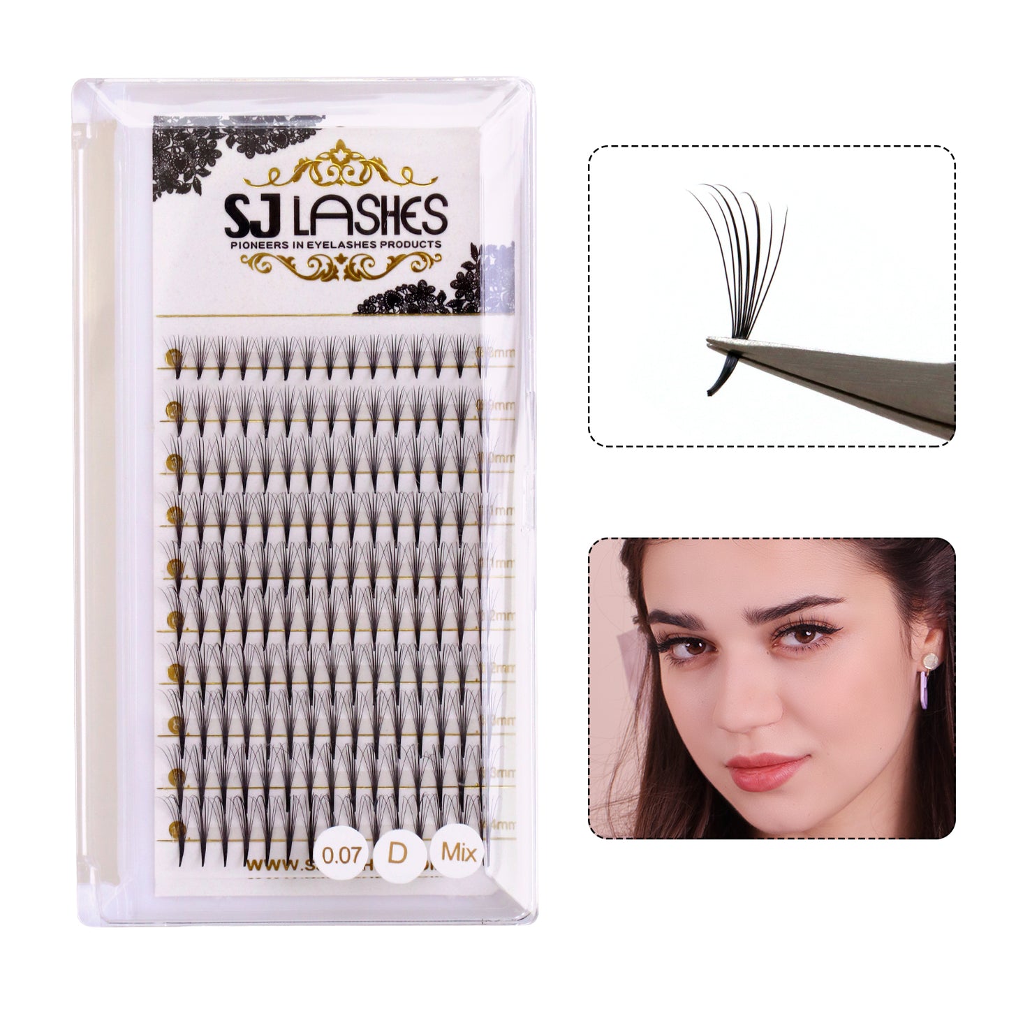 Premium Spiky Premade Volume Lash Fans Wispy Eyelash Extensions 3D 5D 7D 9D Mixed Lengths D Curl 0.07mm Ultra Lightweight Pro Silk Lashes