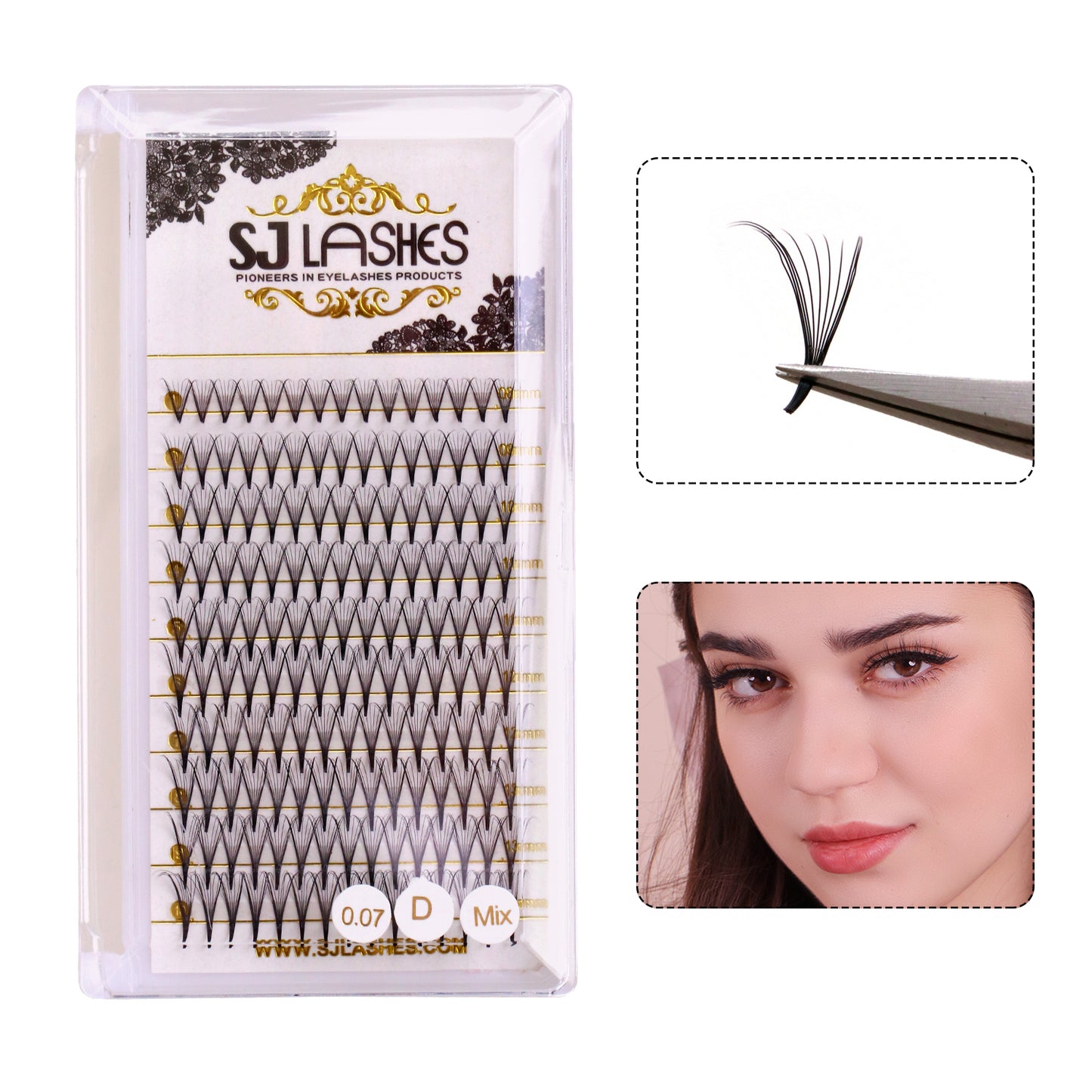 Premium Spiky Premade Volume Lash Fans Wispy Eyelash Extensions 3D 5D 7D 9D Mixed Lengths D Curl 0.07mm Ultra Lightweight Pro Silk Lashes