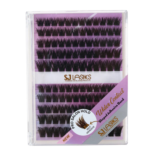 Self-Adhesive Pre-Glued Cluster Lash Kit: W-Shape Wide-Base & Pre-Mapped Contour Styles