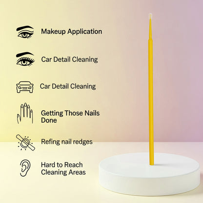 Premium Disposable Micro Brush Applicators - Multi-Purpose Precision Swabs for Makeup, Eyelash Extensions, Nail Art & Car Detailing