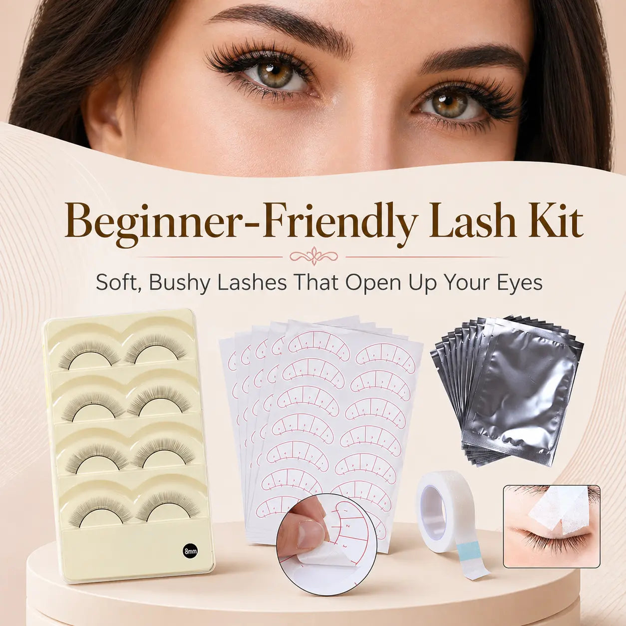 SJ LASHES Eyelash Extension Kit - Complete Faux Mink 3D Lash Practice Set for Beginners & Pros with Premium Glue Remover Tweezers & More - Flawless, Makeup