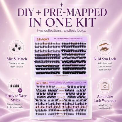Self Adhesive DIY Lash Extension Kit Pre Mapped Clusters No Glue Needed 15 Styles Natural to Glam