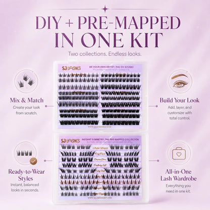 Self Adhesive DIY Lash Extension Kit Pre Mapped Clusters No Glue Needed 15 Styles Natural to Glam