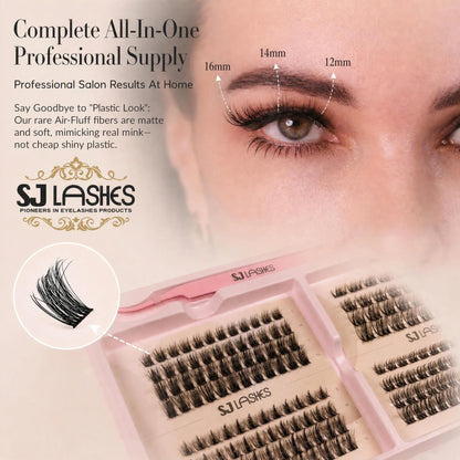 SJ LASHES DIY Professional Lash Extension Kit - Multi-Style Cluster Lashes (10-16mm) with Dual-Ended Bond & Seal and Lash Remover