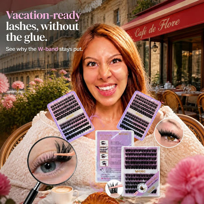 Self-Adhesive Pre-Glued Cluster Lash Kit: W-Shape Wide-Base & Pre-Mapped Contour Styles