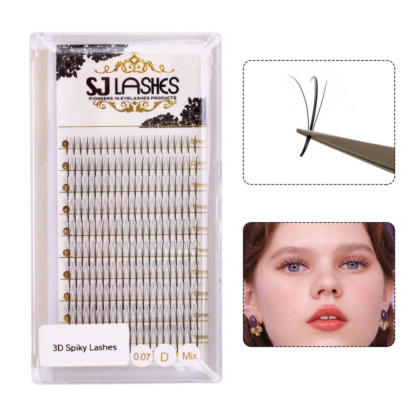 Premium Spiky Premade Volume Lash Fans Wispy Eyelash Extensions 3D 5D 7D 9D Mixed Lengths D Curl 0.07mm Ultra Lightweight Pro Silk Lashes
