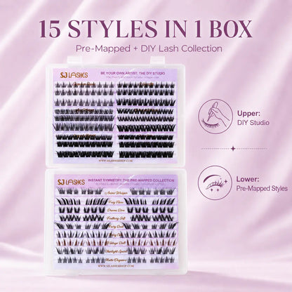 Self Adhesive DIY Lash Extension Kit Pre Mapped Clusters No Glue Needed 15 Styles Natural to Glam