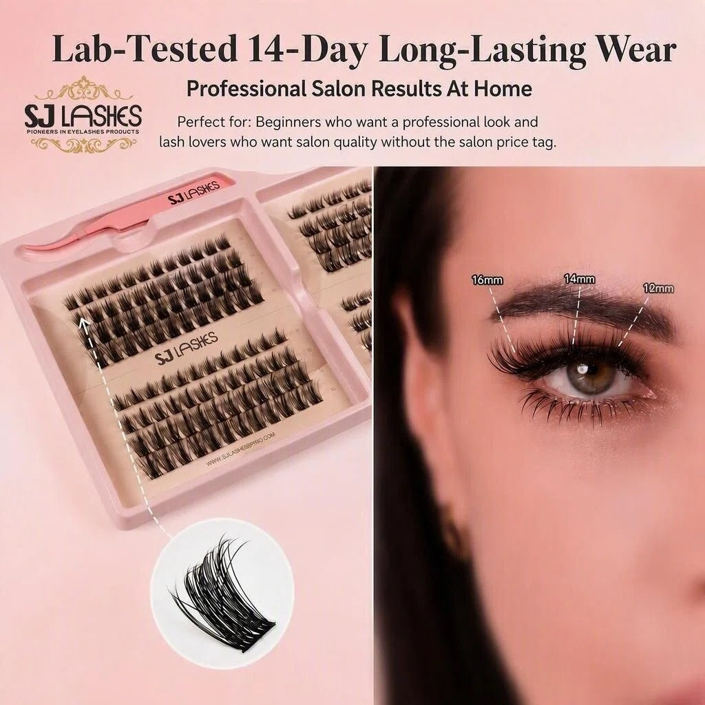 SJ LASHES DIY Professional Lash Extension Kit - Multi-Style Cluster Lashes (10-16mm) with Dual-Ended Bond & Seal and Lash Remover