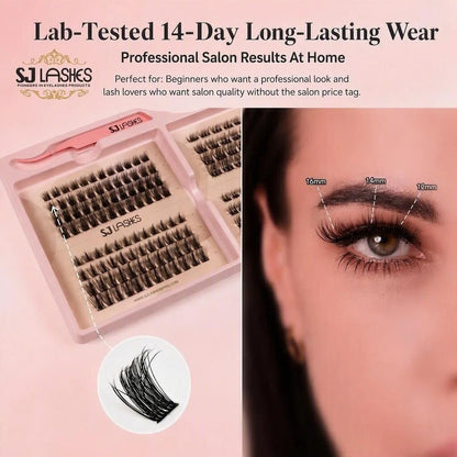 SJ LASHES DIY Professional Lash Extension Kit - Multi-Style Cluster Lashes (10-16mm) with Dual-Ended Bond & Seal and Lash Remover
