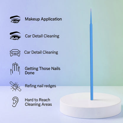 Premium Disposable Micro Brush Applicators - Multi-Purpose Precision Swabs for Makeup, Eyelash Extensions, Nail Art & Car Detailing