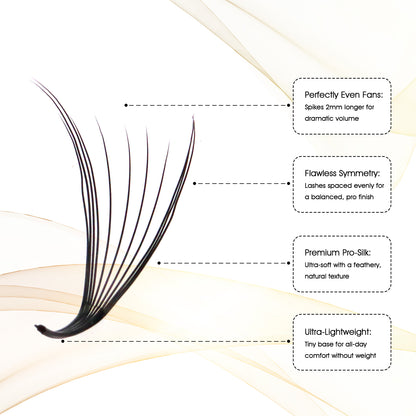 Premium Spiky Premade Volume Lash Fans Wispy Eyelash Extensions 3D 5D 7D 9D Mixed Lengths D Curl 0.07mm Ultra Lightweight Pro Silk Lashes