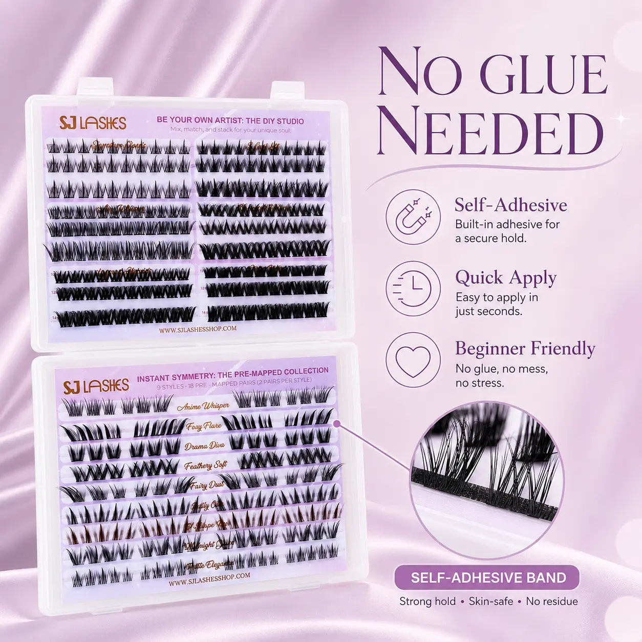 Self Adhesive DIY Lash Extension Kit Pre Mapped Clusters No Glue Needed 15 Styles Natural to Glam