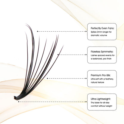 Premium Spiky Premade Volume Lash Fans Wispy Eyelash Extensions 3D 5D 7D 9D Mixed Lengths D Curl 0.07mm Ultra Lightweight Pro Silk Lashes