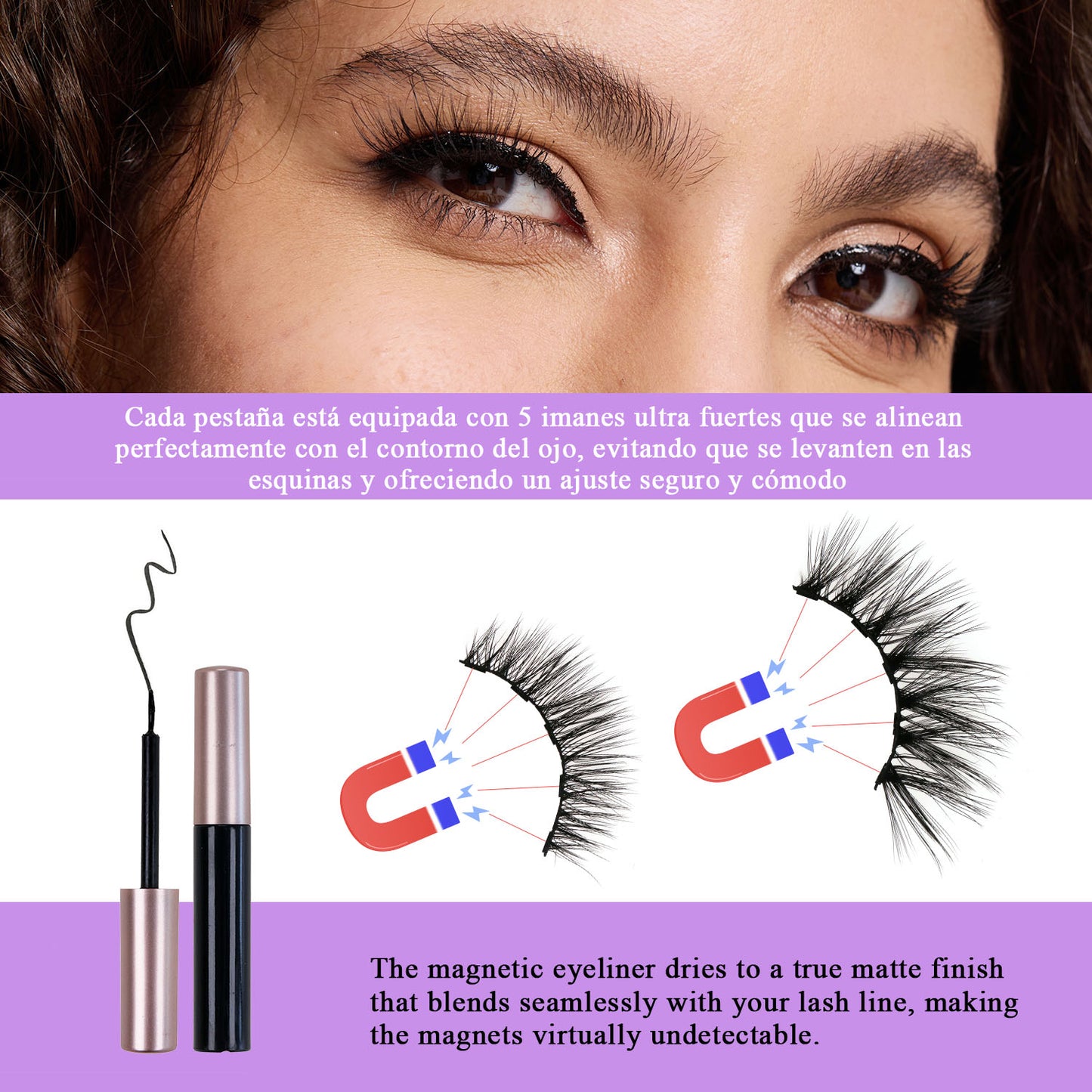 7 Pairs Magnetic Eyelashes and Eyeliner Kit - Waterproof No-Glue Reusable False Lashes with Applicator (C-Curl, Black)