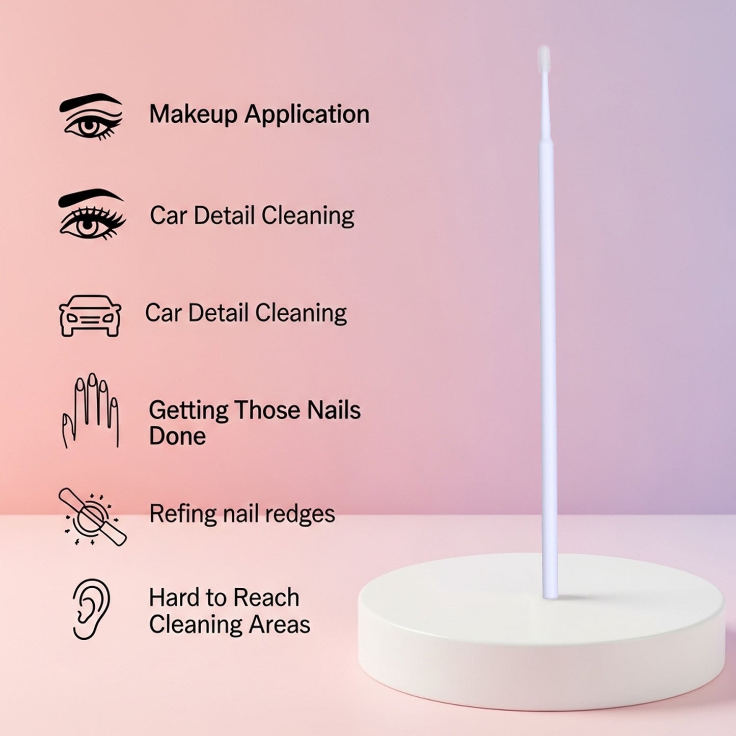 Premium Disposable Micro Brush Applicators - Multi-Purpose Precision Swabs for Makeup, Eyelash Extensions, Nail Art & Car Detailing