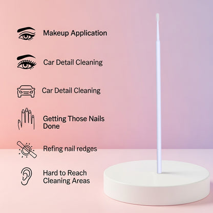 Premium Disposable Micro Brush Applicators - Multi-Purpose Precision Swabs for Makeup, Eyelash Extensions, Nail Art & Car Detailing