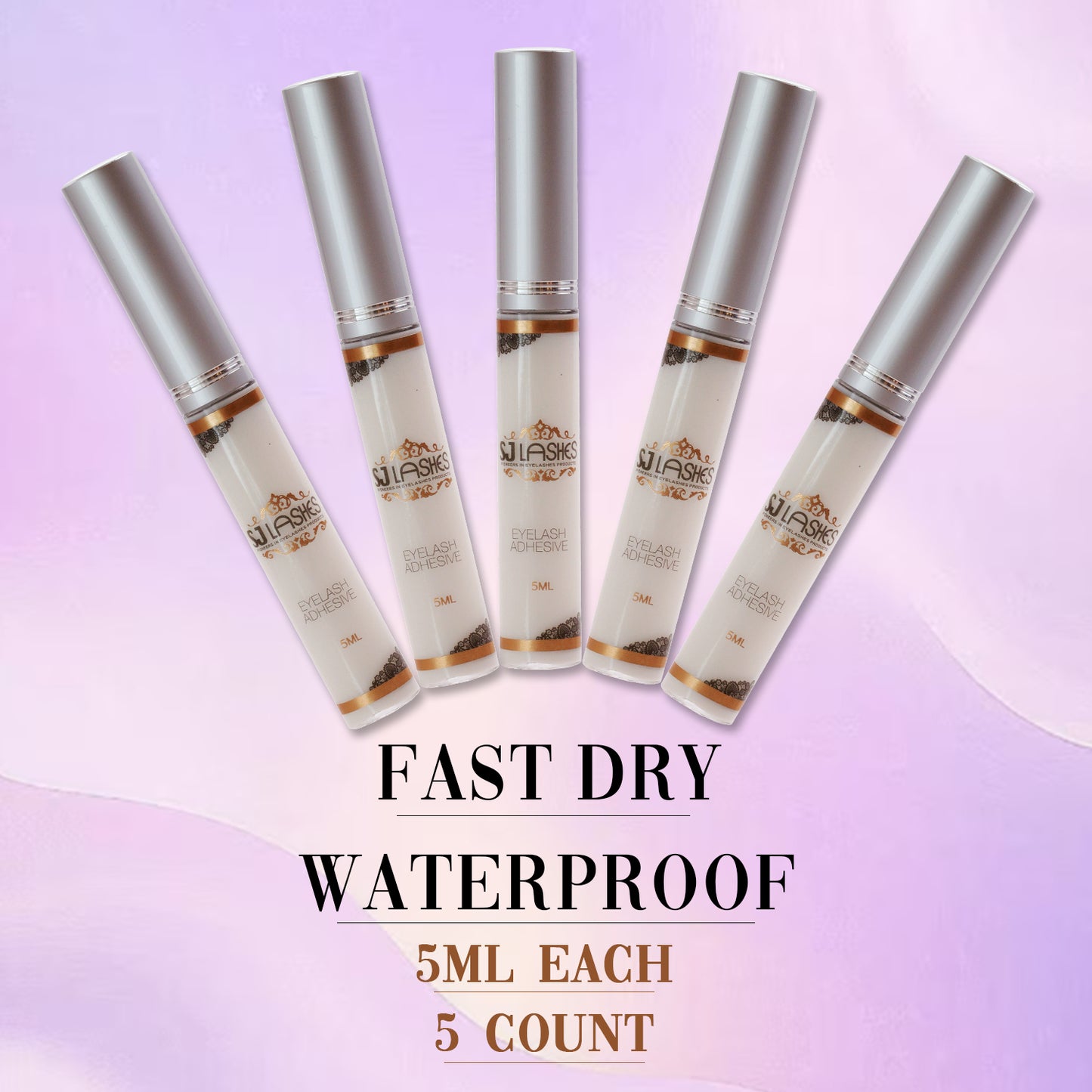 SJLASHES Precision Brush Strip Lash Adhesive | Latex-Free, Waterproof and Dries Clear (5ml)