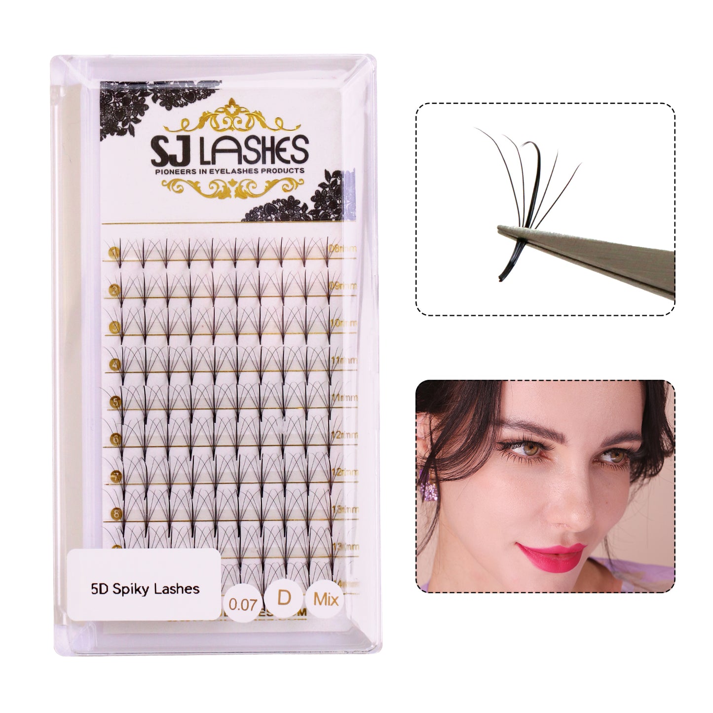 Premium Spiky Premade Volume Lash Fans Wispy Eyelash Extensions 3D 5D 7D 9D Mixed Lengths D Curl 0.07mm Ultra Lightweight Pro Silk Lashes