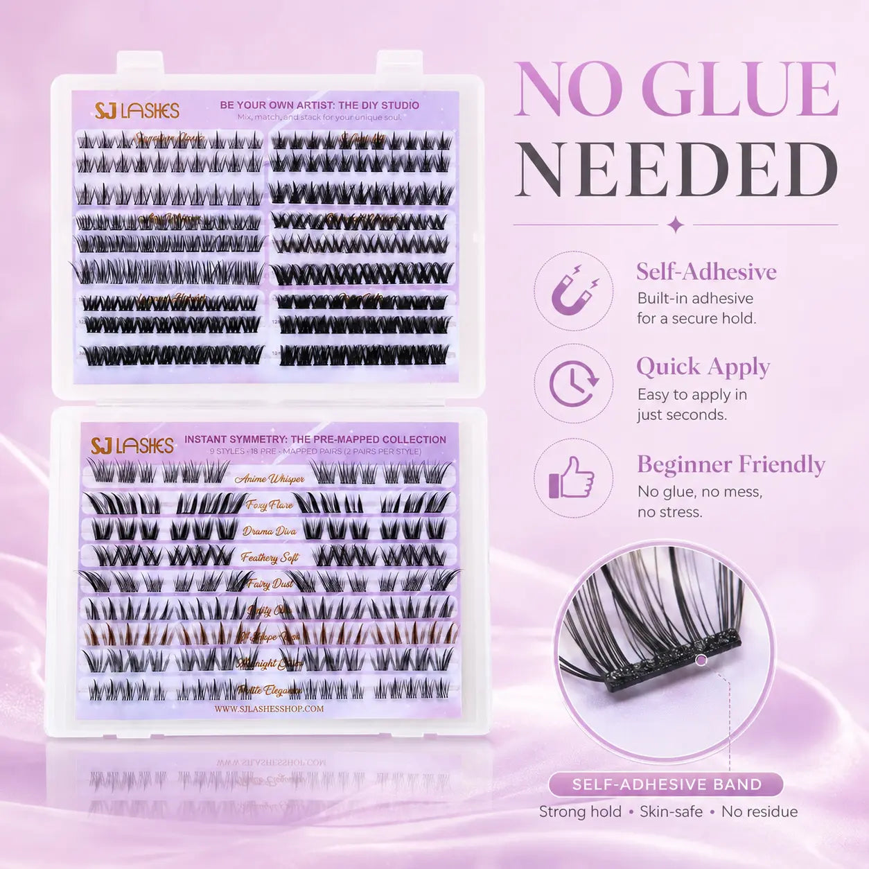 Self Adhesive DIY Lash Extension Kit Pre Mapped Clusters No Glue Needed 15 Styles Natural to Glam