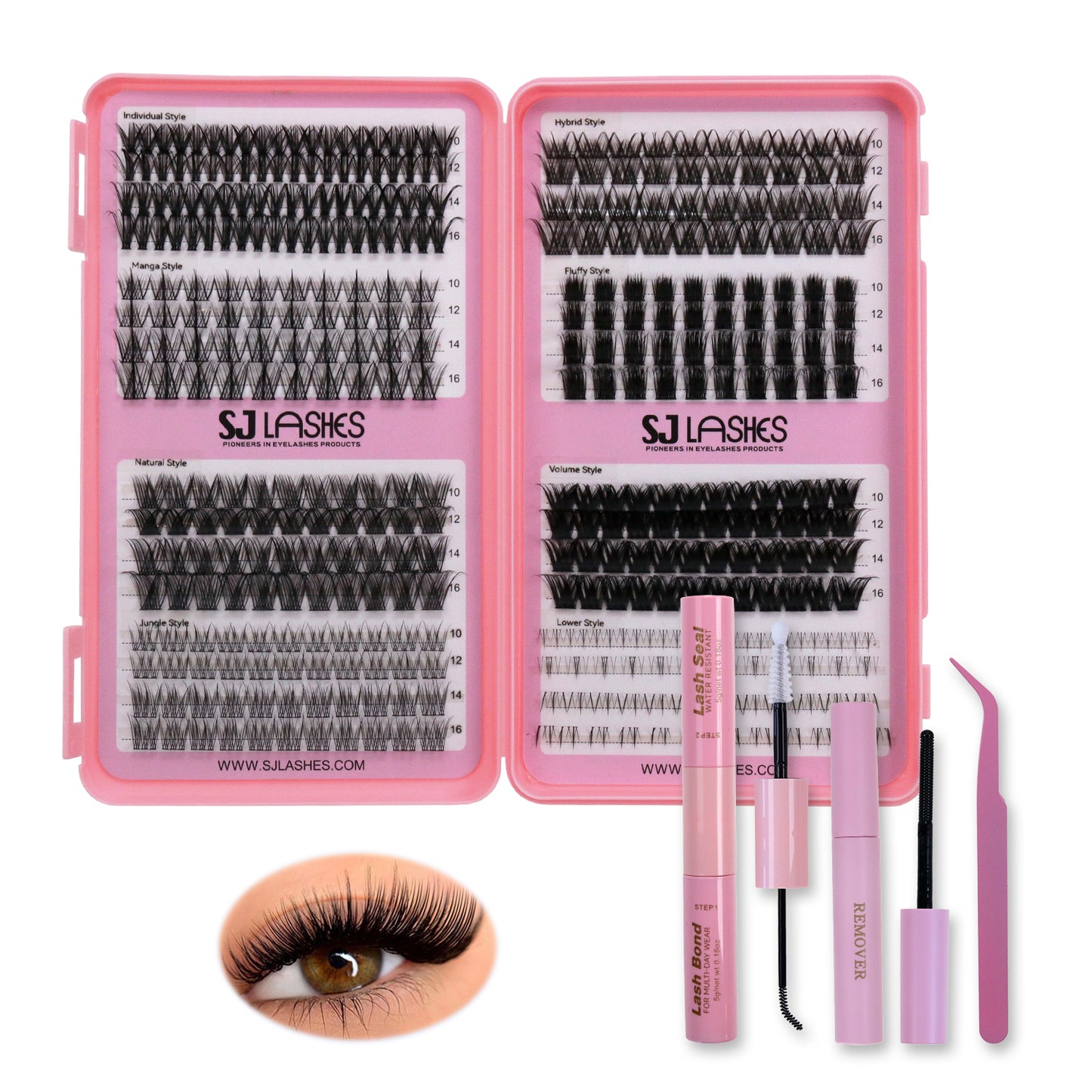 Total Eye Transformation DIY Cluster Lashes Kit (Upper & Lower, 7 Eyelook Styles)