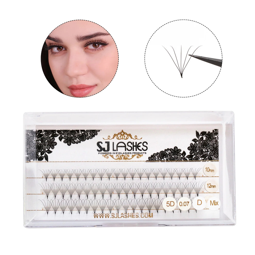 2. Sjlashesshop 5D Short Stem Wide Fan Lashes (0.07mm)