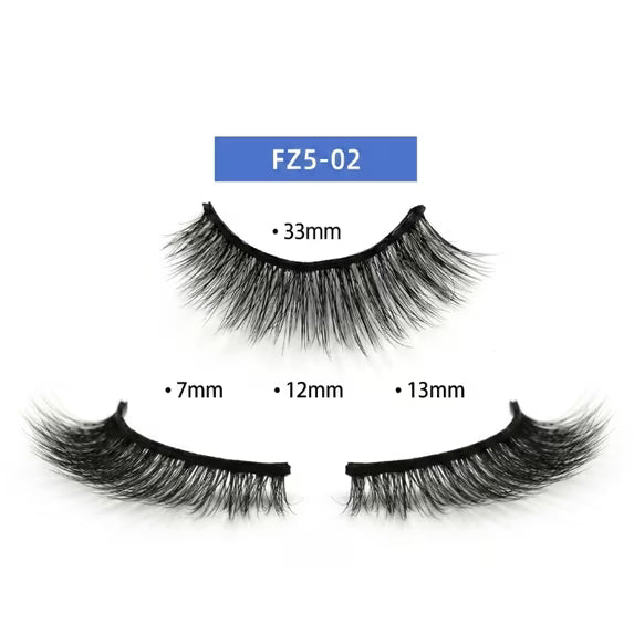 Natural Wispy Press-On False Eyelashes Kit - Self Adhesive Reusable Cat Eye Lashes No Glue Needed