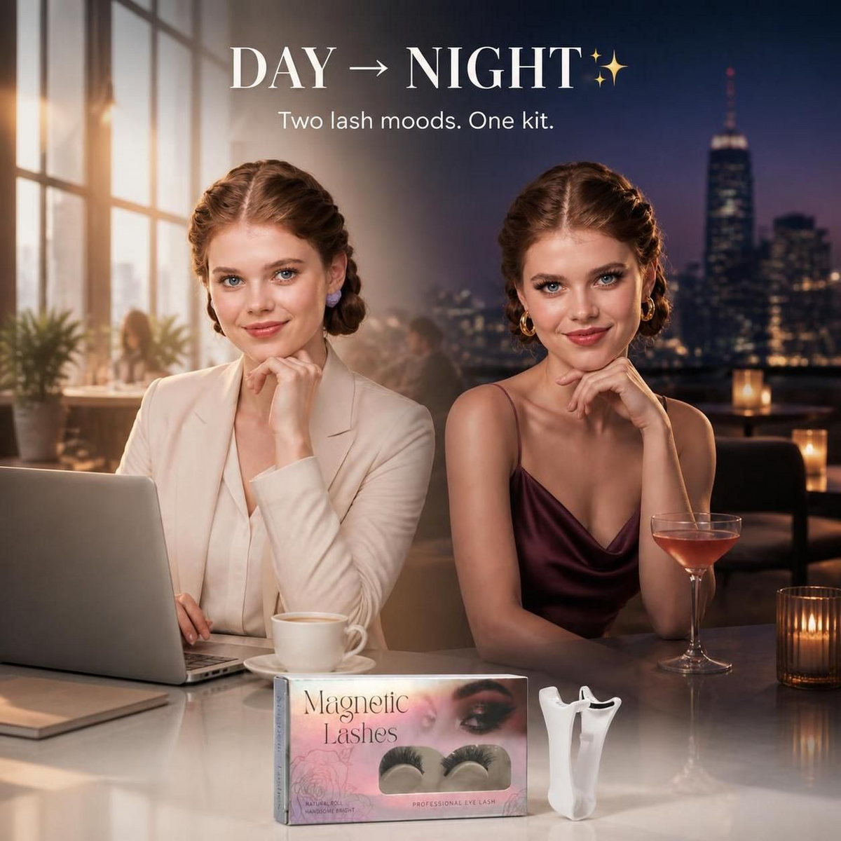 Premium 3D Magnetic Eyelash Kit with Applicator (2 Pairs) | Reusable, Glue-Free & Natural Look