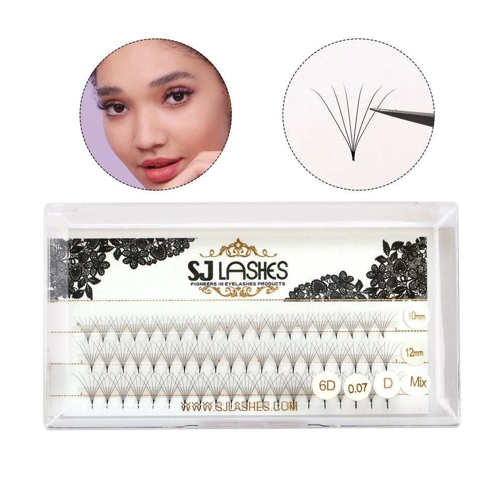 1. Sjlashesshop 6D Short Stem Wide Fan Lashes (0.07mm)