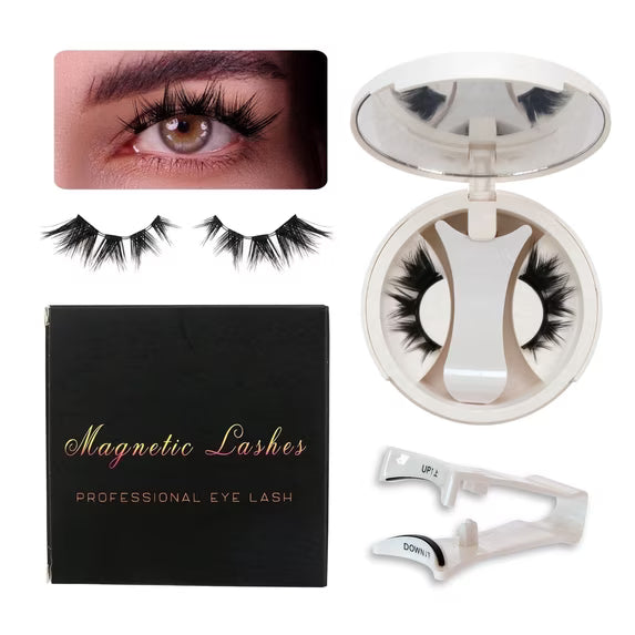 Natural Look Magnetic Eyelashes Kit with Applicator - Reusable Glue Free False Lashes