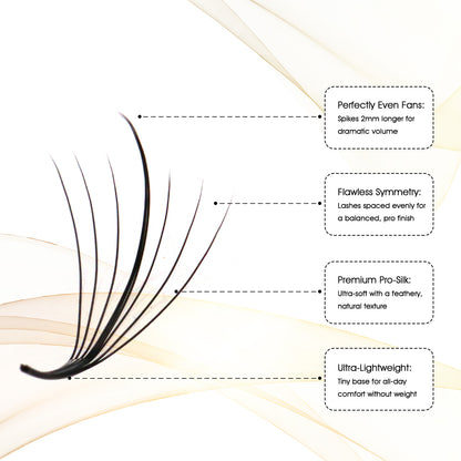 Premium Spiky Premade Volume Lash Fans Wispy Eyelash Extensions 3D 5D 7D 9D Mixed Lengths D Curl 0.07mm Ultra Lightweight Pro Silk Lashes