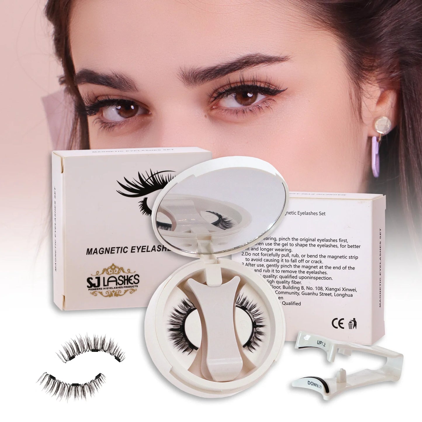 Single-Pair Magnetic Lashes Kit #Natural Wispy Magnetic Sandwich Lashes (Factory Direct)