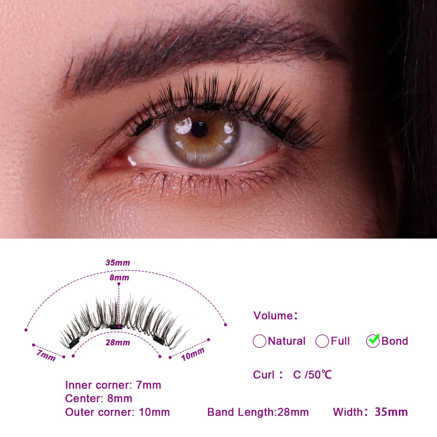Single-Pair Magnetic Lashes Kit #Natural Wispy Magnetic Sandwich Lashes (Factory Direct)