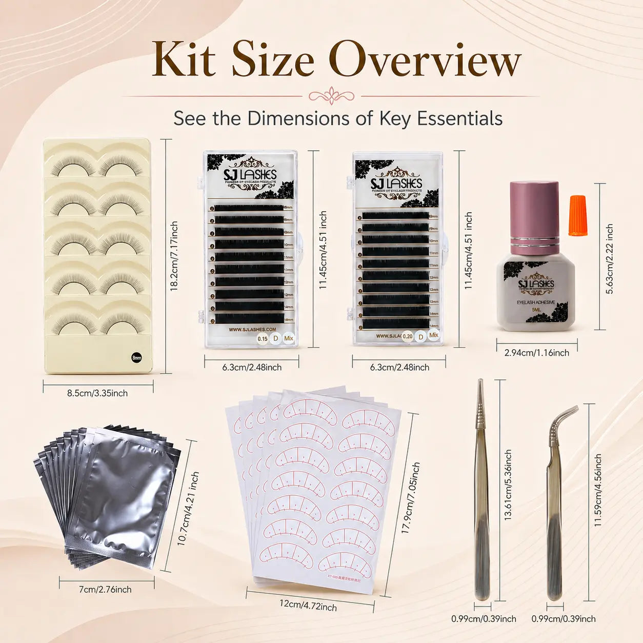 SJ LASHES Eyelash Extension Kit - Complete Faux Mink 3D Lash Practice Set for Beginners & Pros with Premium Glue Remover Tweezers & More - Flawless, Makeup