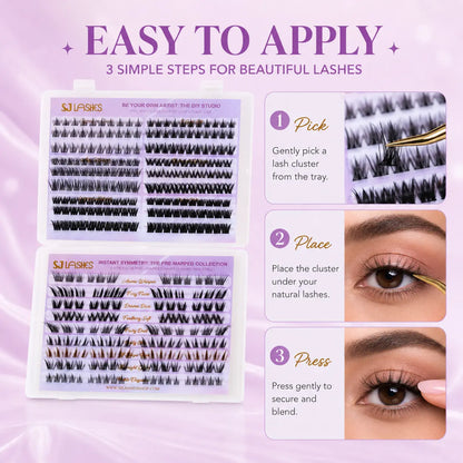 Self Adhesive DIY Lash Extension Kit Pre Mapped Clusters No Glue Needed 15 Styles Natural to Glam