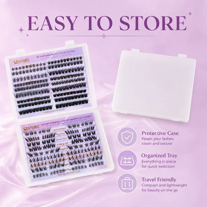 Self Adhesive DIY Lash Extension Kit Pre Mapped Clusters No Glue Needed 15 Styles Natural to Glam