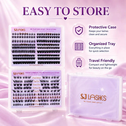Self Adhesive DIY Lash Extension Kit Pre Mapped Clusters No Glue Needed 15 Styles Natural to Glam