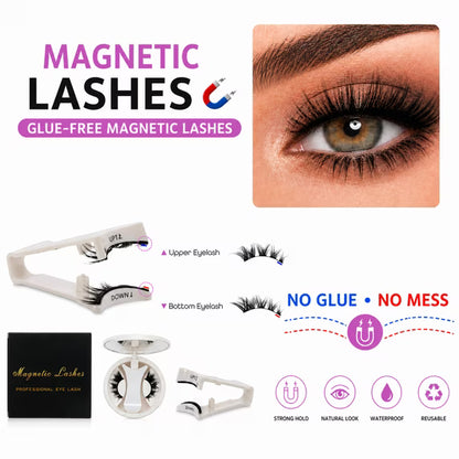 Natural Look Magnetic Eyelashes Kit with Applicator - Reusable Glue Free False Lashes