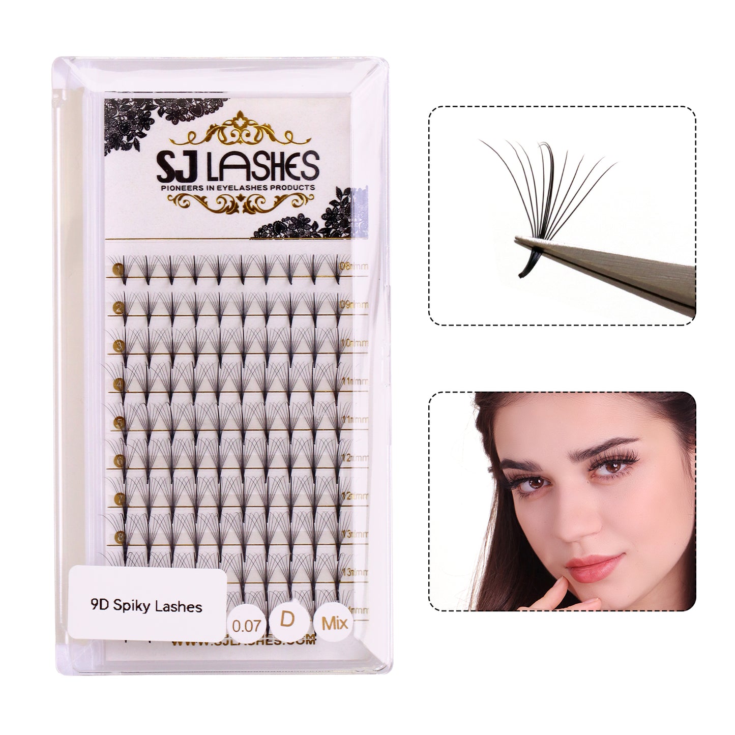 Premium Spiky Premade Volume Lash Fans Wispy Eyelash Extensions 3D 5D 7D 9D Mixed Lengths D Curl 0.07mm Ultra Lightweight Pro Silk Lashes