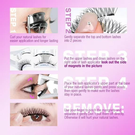 Natural Look Magnetic Eyelashes Kit with Applicator - Reusable Glue Free False Lashes
