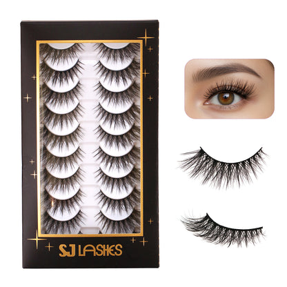 Fluffy Faux Mink False Eyelashes 10 Pairs - C-Curl, Waterproof & Hypoallergenic Fake Lashes (Black)