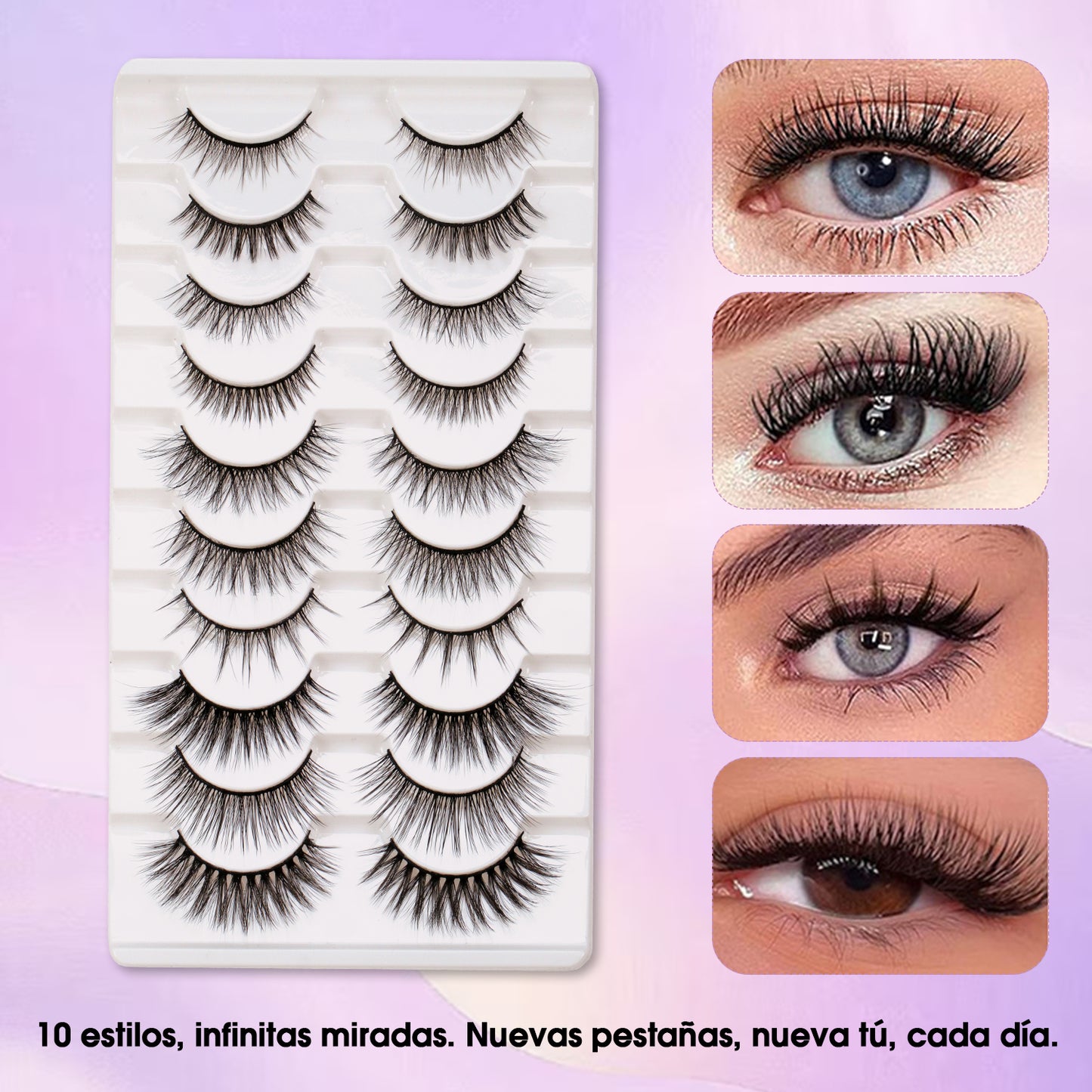 10 Pairs Faux Mink False Eyelashes Mixed Styles Multipack Fluffy Natural to Dramatic Handmade Lashes with Soft Cotton Band