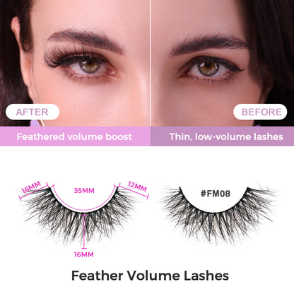 The Celestial 5D Mink Lite Lashes (Sparsest) – Luxury Pro Black Eyelash Kit