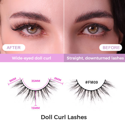 The Celestial 5D Mink Lite Lashes (Sparsest) – Luxury Pro Black Eyelash Kit