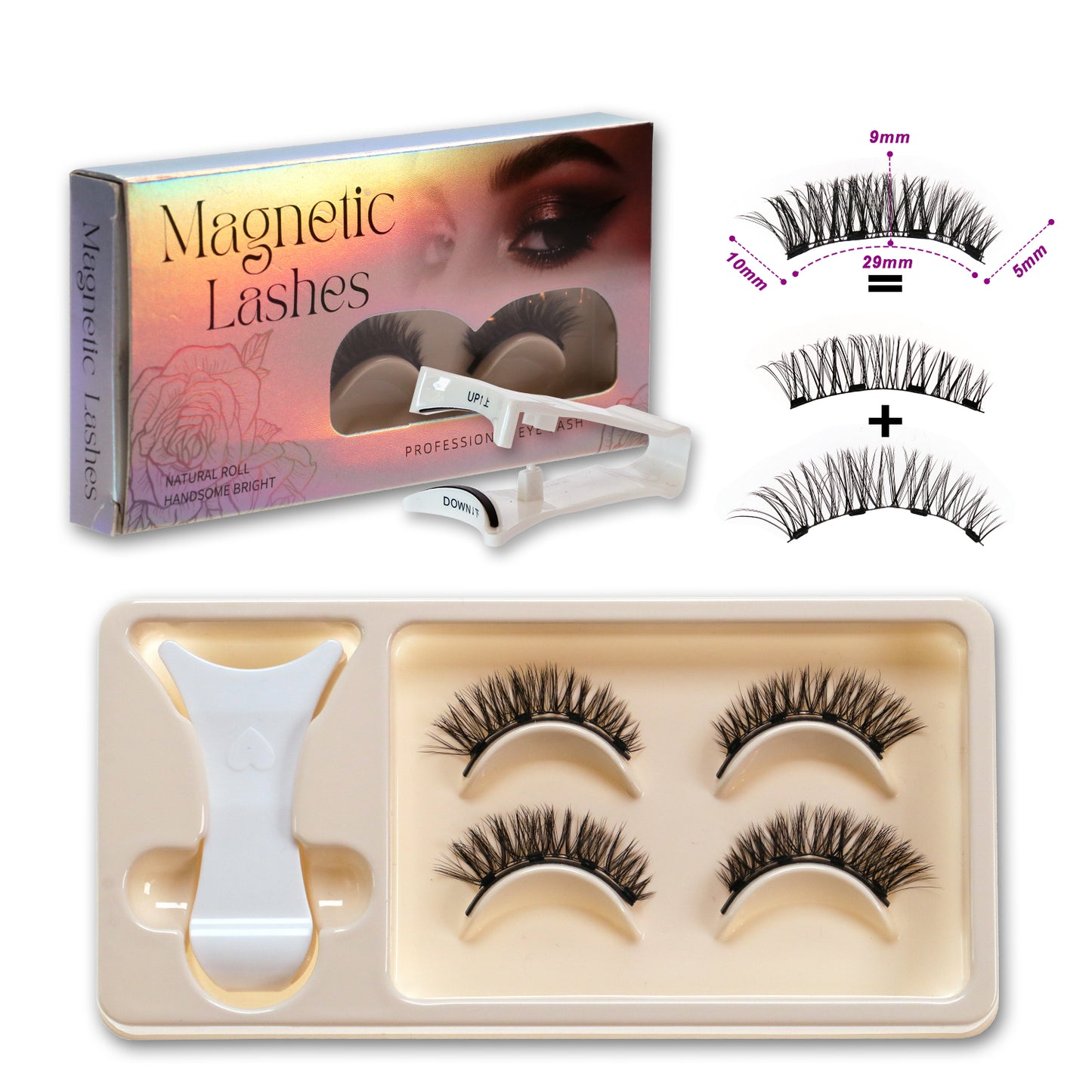 Premium 3D Magnetic Eyelash Kit with Applicator (2 Pairs) | Reusable, Glue-Free & Natural Look